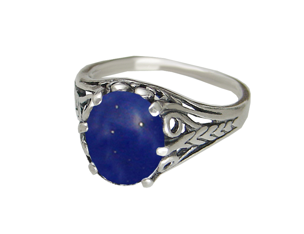 Sterling Silver Filigree Ring With Lapis Lazuli Size 5